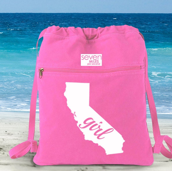 California Girl Canvas Backpack Cinch Sack - Etsy display picture 2