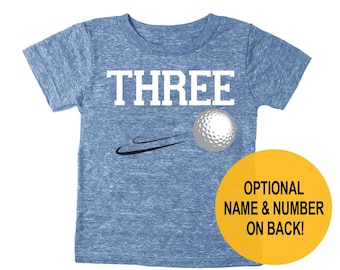 3e anniversaire 3e anniversaire 'Three' Golf Tri Blend T-shirt 3 ans pour tout-petit - T-shirt pour garçon et fille
