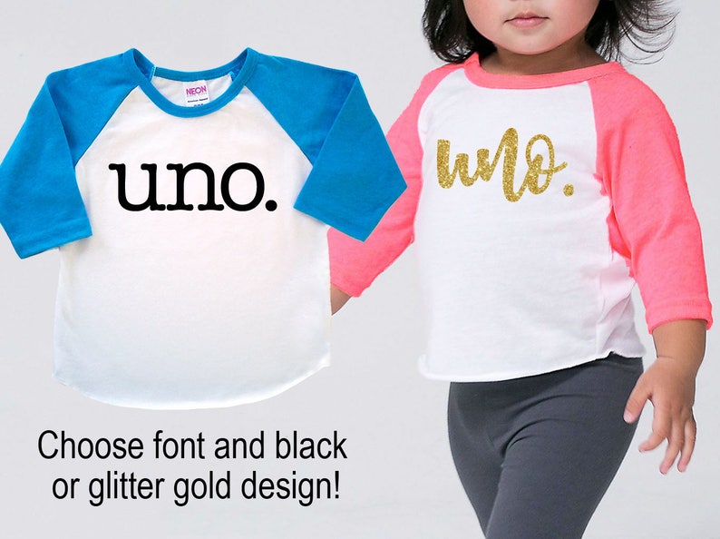 Baby's First 1st Birthday 'Uno' Poly Cotton 3/4 Raglan Sleeve Baseball Shirt image 1