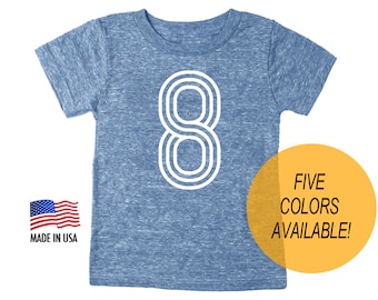 Eighth 8th Birthday '8' Youth Tri Blend T-Shirt -  Kids Boy and Girl Tee Twins Triplets