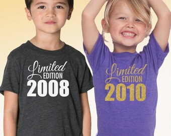 First 1st to 10th Birthday Limited Edition Tri Blend Toddler, Kids, Youth Track T-Shirt - Sizes 2, 4, 6, 8, 10, 12