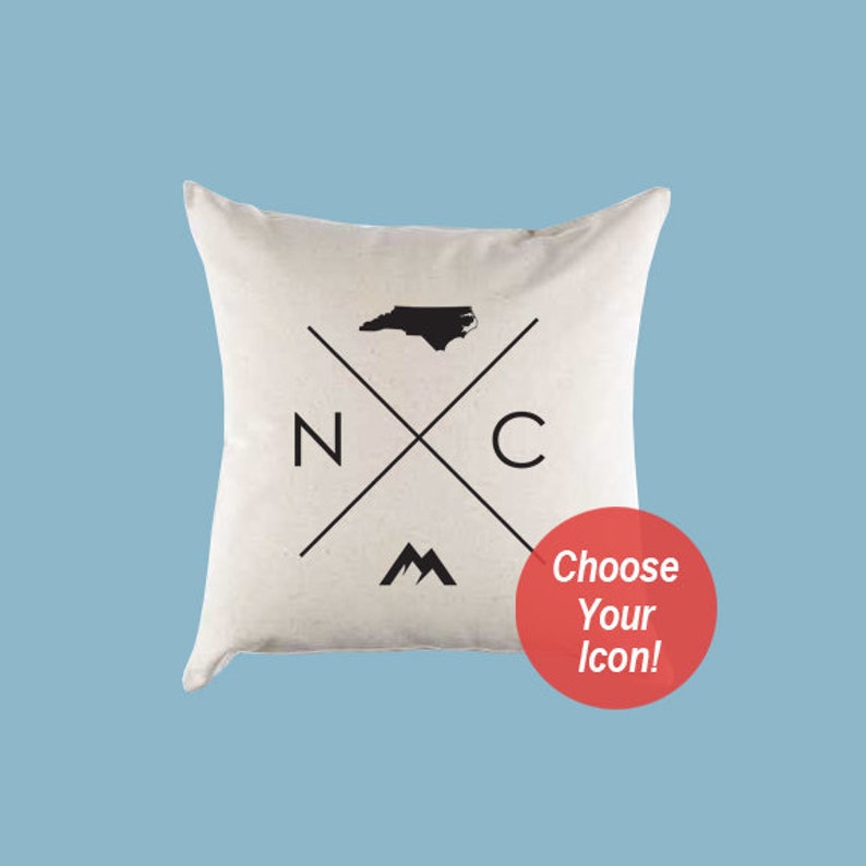 North Carolina NC Home State Canvas Pillow or Pillow Cover image 1