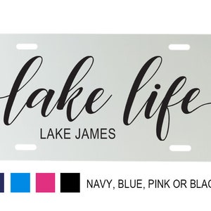 Personalized Lake Life White or Chrome Mirrored License Plate  - 6 inch x 12 inch - Car Plate