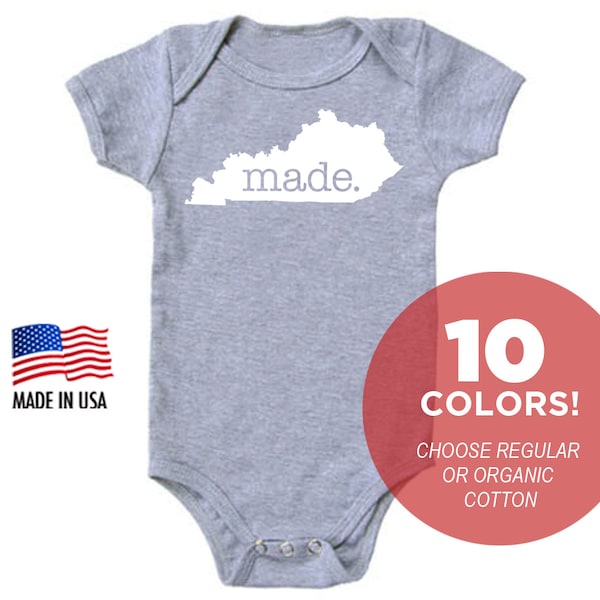 Kentucky 'Made.' Cotton One Piece Bodysuit - Infant Girl and Boy Gift American Made Baby Clothing