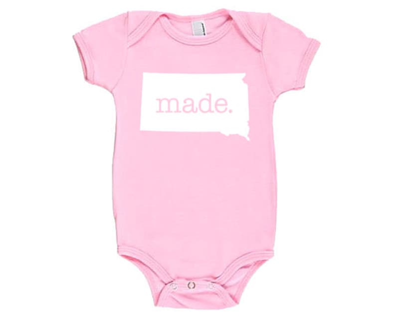 Infant Girl and Boy South Dakota /'Made./' Cotton One Piece Bodysuit