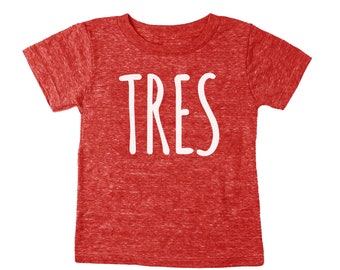 Third 3rd Birthday TRES Tri Blend Toddler T-Shirt - Infant Toddler Boy and Girl Tee Twins Triplets