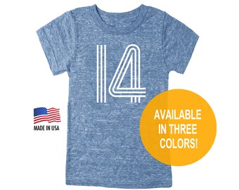 Fourteen 14th Birthday '14' Youth Tri Blend T-Shirt -  Youth and Adult Sizes