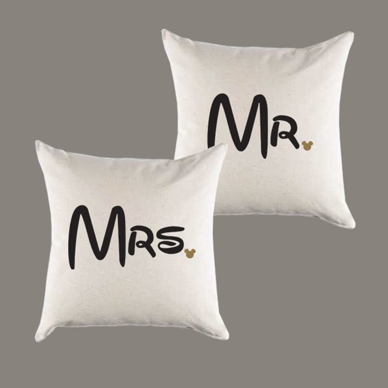 Mr. and Mrs. Disney Font Canvas Pillows or Pillow Covers Etsy