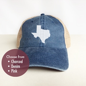 TEXAS Low Profile Trucker Hat - Vintage Look Pigment Dyed Cotton Twill Polyester Mesh Back 6 Panel Trucker Hat