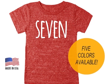 Seventh 7th Birthday 'SEVEN' Tri Blend Youth T-Shirt -  Kids Boy and Girl Tee Twins Triplets