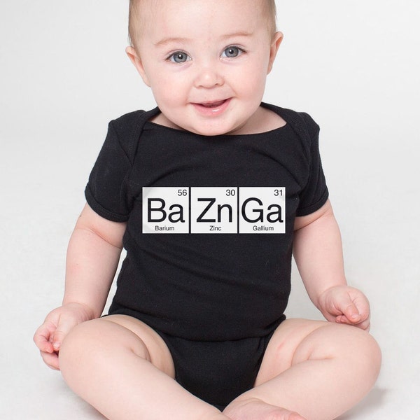 BaZnGa Periodic Table Cotton Baby One Piece Bodysuit - Bazinga Infant Girl and Boy Gift American Made Baby Clothing