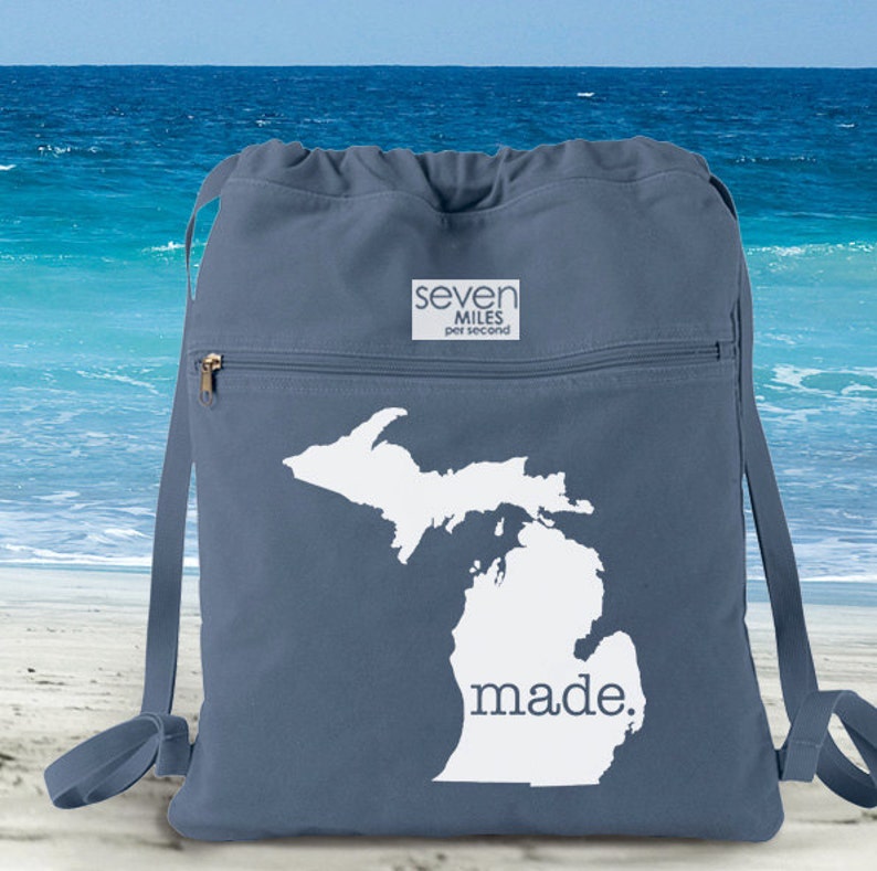 Michigan Made. Canvas Backpack Cinch Sack Etsy