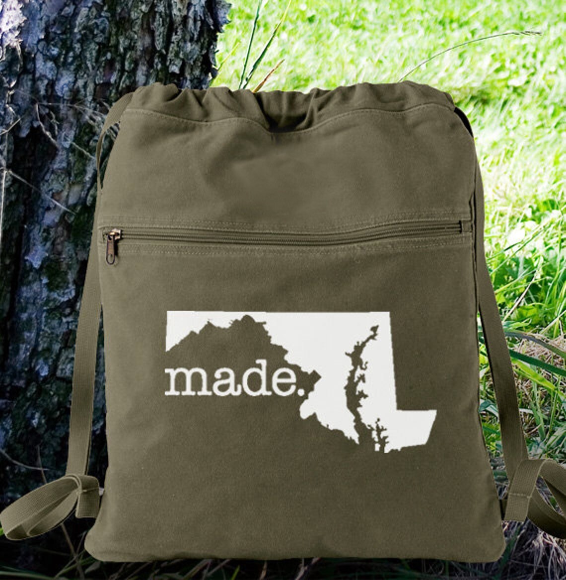 Maryland MD Made Canvas Backpack Cinch Sack - Etsy display picture 3