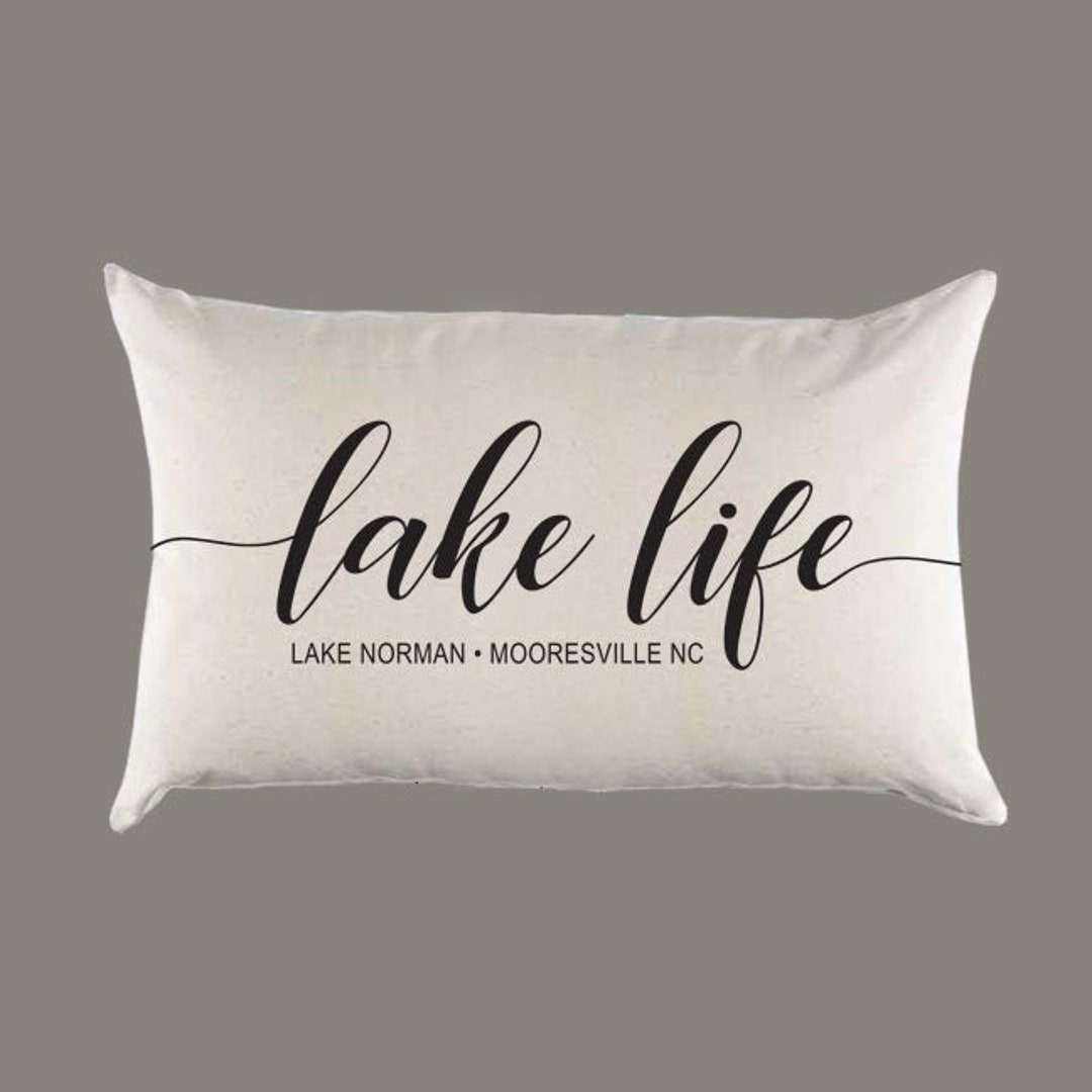 Lake Life Pillow Custom Personalized Lake Life Canvas Pillow Etsy