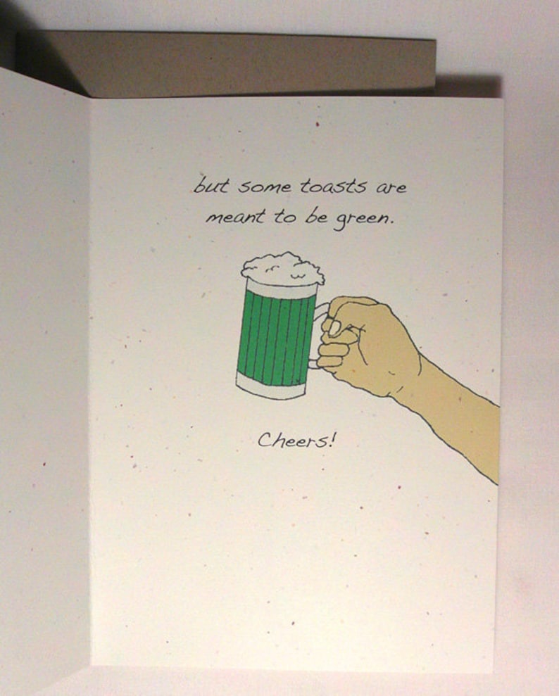 St Patricks Day Card Funny Green Toast Etsy