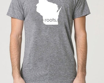 Tenacitee Mens Living in Wisconsin Michigan Roots T-Shirt