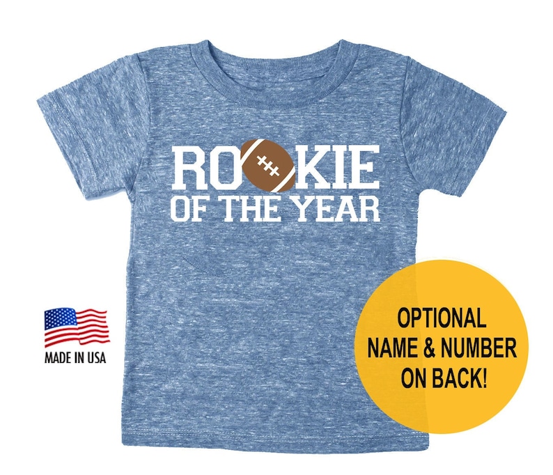 Toddler Boy and Girl Tee Rookie of the Year Football Tri Blend Toddler Birthday T-Shirt