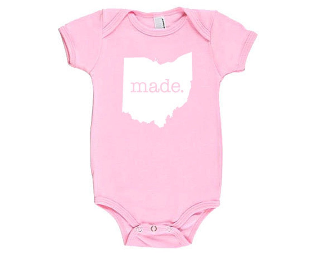 Ohio 'made.' Cotton One Piece Bodysuit Infant Girl and Boy American
