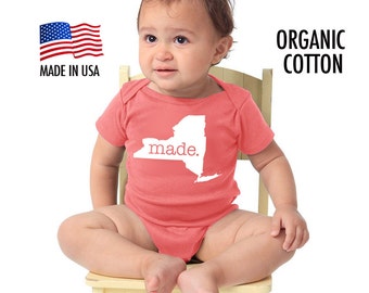 New York 'Made' Organic Cotton Infant One Piece Gift American Made Baby Clothing