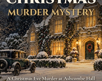 Juego de mesa navideño de misterio y asesinato, ambientado en una cena de los años 20, para 6-12 jugadores, el anfitrión puede jugar, PDF imprimible