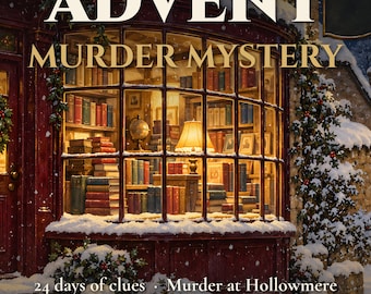 Calendario de Adviento de Misterio de Asesinato, Juego de Detectives Navideño de 24 Días para Adultos, PDF Imprimible