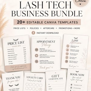 Lash Tech Canva-mallar | Redigerbara affärsformulär (digital nedladdning)