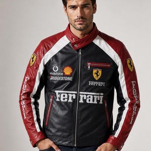 Yellow ferrari racing leather jacket - Etsy 日本