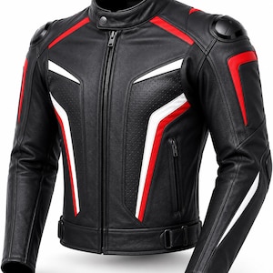 motorcycle Men Leather Biker Jacket For Men | Genuine motorbike  Racing Gear | Gift For Her