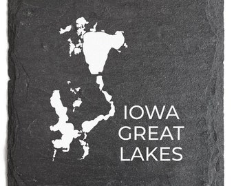 1 Iowa Great Lakes Slate Coaster - Okoboji, Spirit Lake, Midwest, Lake life, Gift, Wine, Coffee, Beer, Christmas Gift, Stocking Stuffer