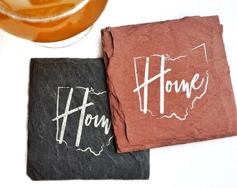 1 Ohio Home Slate Coaster - Ohio Gift, Midwest, Wine, Coffee, Mothers Day