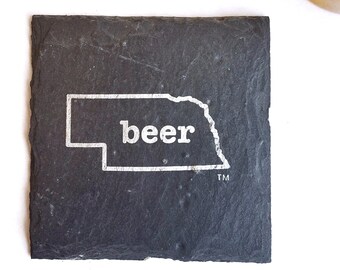 1 Nebraska Craft Beer Slate Coaster - Mancave, Garage, Fathers Day, Beer Lover, Husband