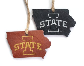 Iowa State Cyclones Slate Ornament - Iowa Gift, Midwest, Christmas, Holidays, Wine Tag, Bottle Tag, Gift, Ames,  Ornament, Cy, ISU