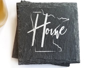 1 Minnesota Home Slate Coaster - Minneapolis / St Paul Gift, Midwest, Wine, Coffee, Mothers Day