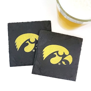 1 Iowa Hawkeyes Slate Coaster Officially Licensed Tailgating, Craft Beer, Mancave, husband, boyfriend, Fathers Day, birthday image 1