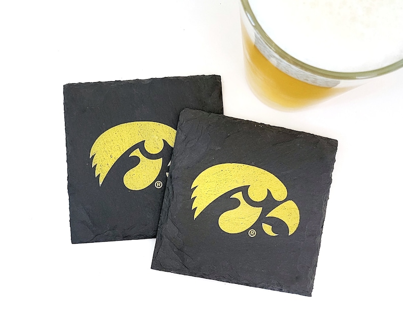 1 Iowa Hawkeyes Slate Coaster Officially Licensed Tailgating, Craft Beer, Mancave, husband, boyfriend, Fathers Day, birthday image 1