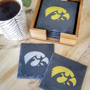 1 Iowa Hawkeyes Slate Coaster Officially Licensed Tailgating, Craft Beer, Mancave, husband, boyfriend, Fathers Day, birthday image 2