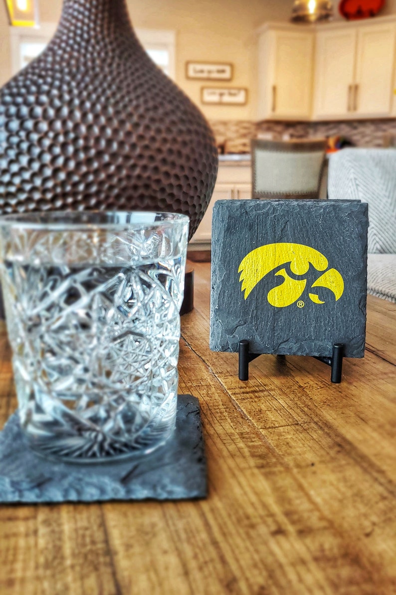 1 Iowa Hawkeyes Slate Coaster Officially Licensed Tailgating, Craft Beer, Mancave, husband, boyfriend, Fathers Day, birthday image 9