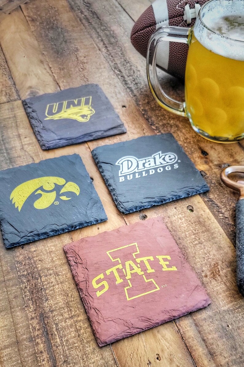 1 Iowa Hawkeyes Slate Coaster Officially Licensed Tailgating, Craft Beer, Mancave, husband, boyfriend, Fathers Day, birthday image 3