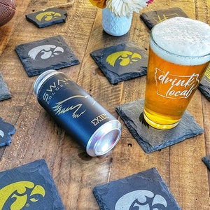 1 Iowa Hawkeyes Slate Coaster Officially Licensed Tailgating, Craft Beer, Mancave, husband, boyfriend, Fathers Day, birthday image 4