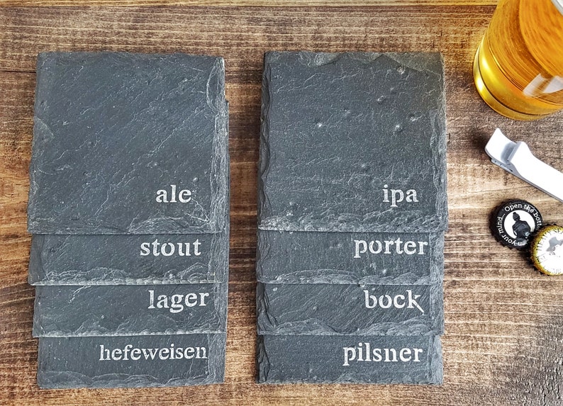 1 Craft Beer Slate Coaster Mancave, Fathers Day, Brewing, brewer, Valentine's Day image 3