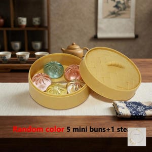 Mini Dumpling Steamer Bun Squishy Set, Mjuk Sensorisk Fidgetleksak (5-delat set)