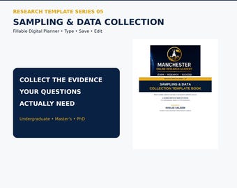 Sampling  Data Collection Template | PhD & Masters Research Planner | Dissertation Thesis | Fillable PDF