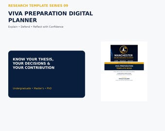 Viva Preparation Planner | PhD Thesis Defence Questions, Mock Viva (Fillable PDF)