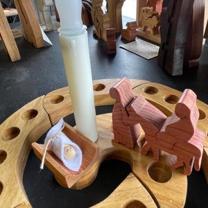 Journey to Bethlehem Mary and Joseph Baby Jesus Spiral candle Advent Christmas Nativity