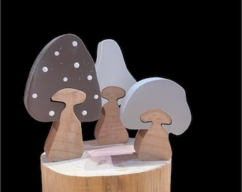 Set of Spring Decor wall shelf mushrooms