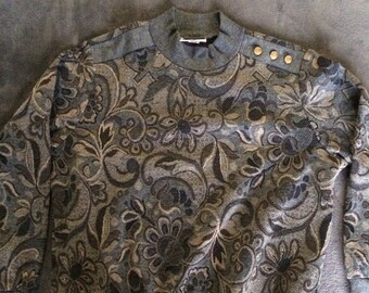 Vintage 90&#39;s Alfred Dunner Grandma&#39;s Couch Crazy Patterned Long Sleeve Sweatshirt