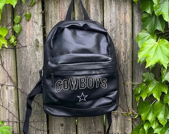 Vintage 90's Dallas Cowboys NFL Black 100% Vinyl Backpack
