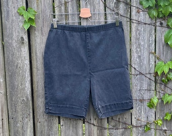 Vintage 90's Just My Size Stretch High Waist Elastic Waist Black Denim Shorts Size S-L