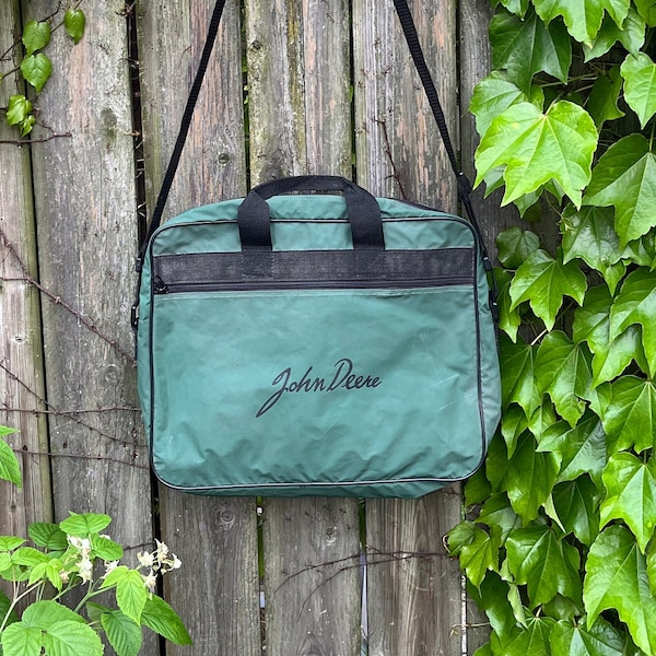 Vintage 2000's John Deere Messenger Bag Green with One Pocket and Shoulder Strap