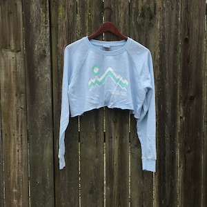 Reworked 2000&#39;s Great Sand Dunes National Park Colorado Long Sleeve Scenic Print Crop Top Sweatshirt Size XL